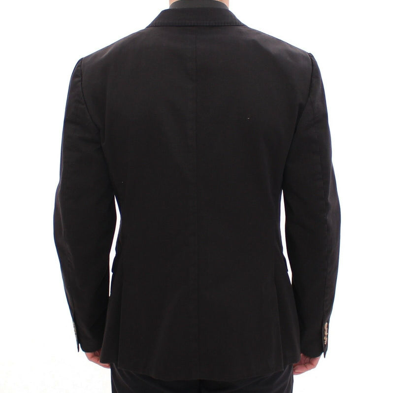 Black Three Button Slim Fit Blazer Jacket