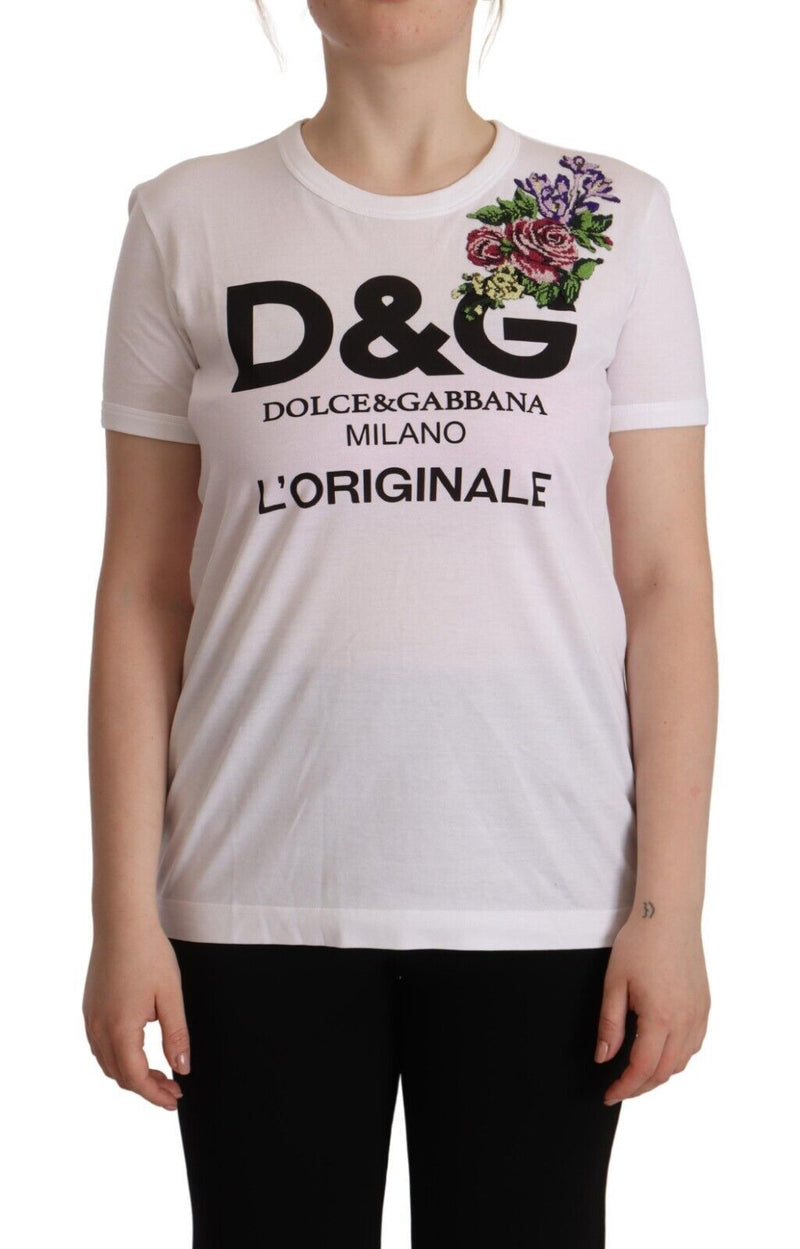 White D&G L'Originale Floral Cotton Tee T-shirt