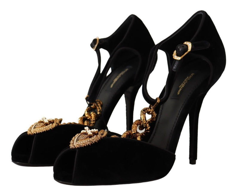 Black Gold Devotion Heart Sandals Shoes