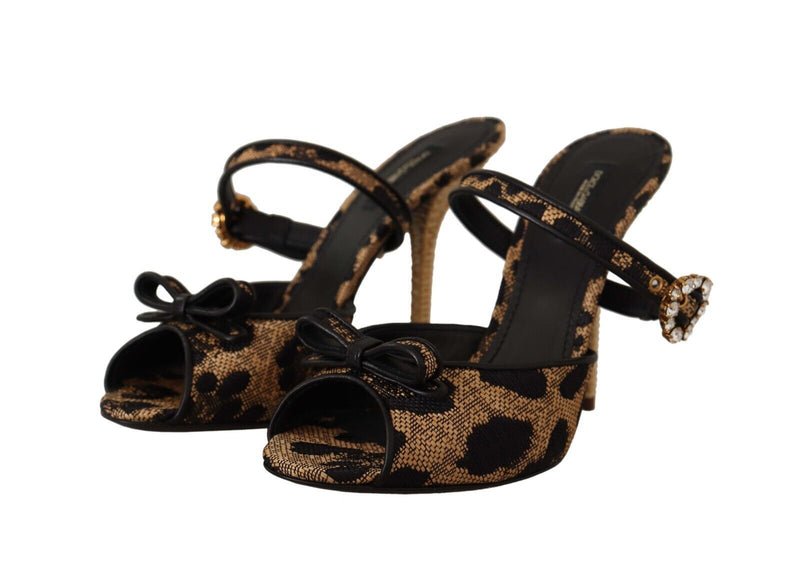 Multicolor Leopard Jacquard Crystal Sandals Shoes