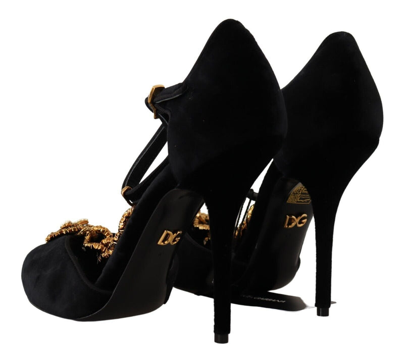 Black Gold Devotion Heart Sandals Shoes