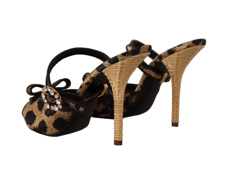 Multicolor Leopard Jacquard Crystal Sandals Shoes