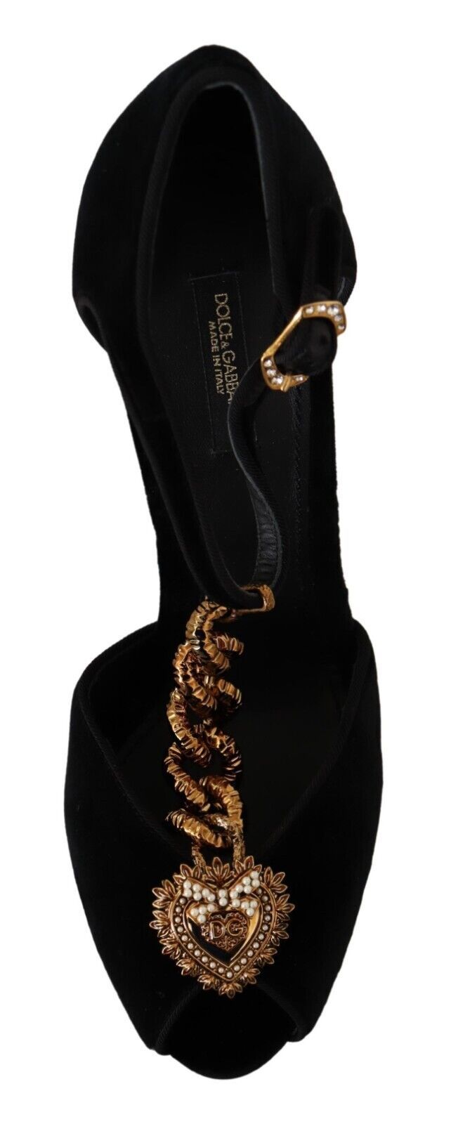 Black Gold Devotion Heart Sandals Shoes