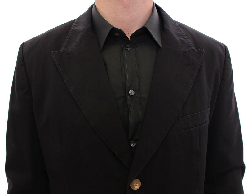 Black Three Button Slim Fit Blazer Jacket