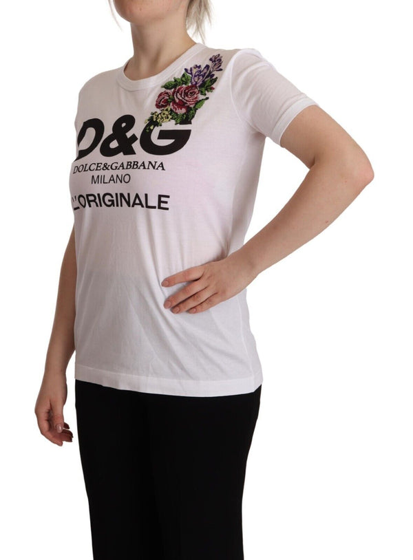 White D&G L'Originale Floral Cotton Tee T-shirt