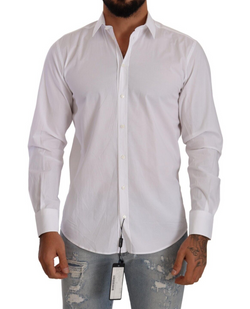 White MARTINI Cotton Slim Dress Formal Shirt