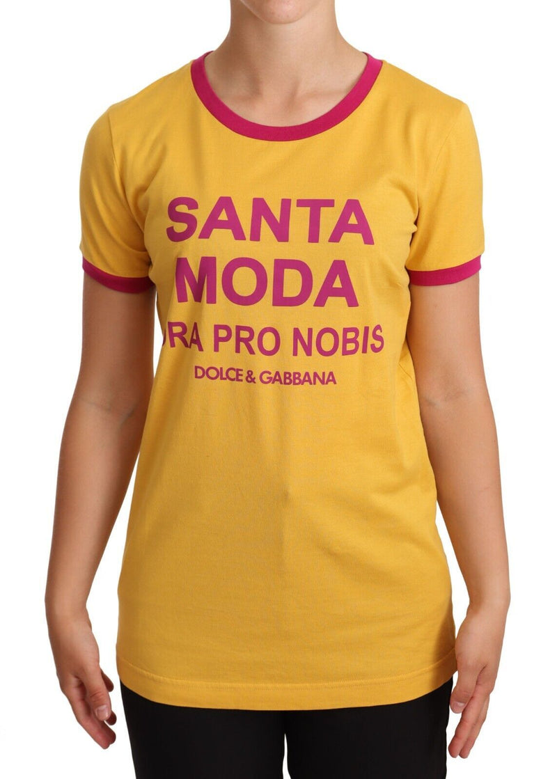 Yellow Santa Moda Print Crewneck T-shirt