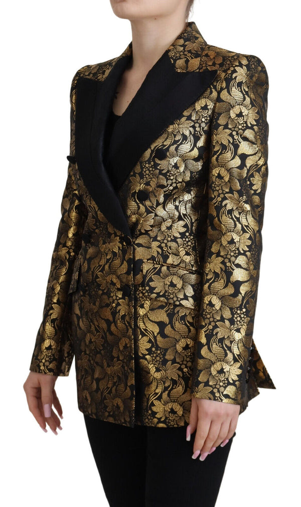 Black Gold Jacquard Coat Blazer Jacket