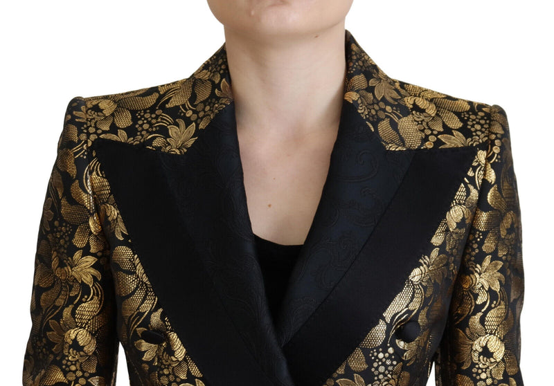 Black Gold Jacquard Coat Blazer Jacket