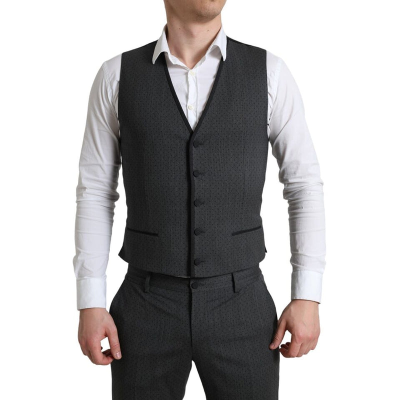 Gray Wool Long 3 Piece Two Button Suit