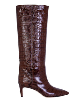 Croco Leather Print Brown Stiletto 60 Boot