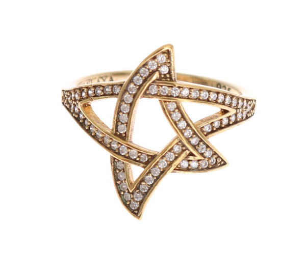 Gold Star Clear CZ Gold 925 Silver Ring