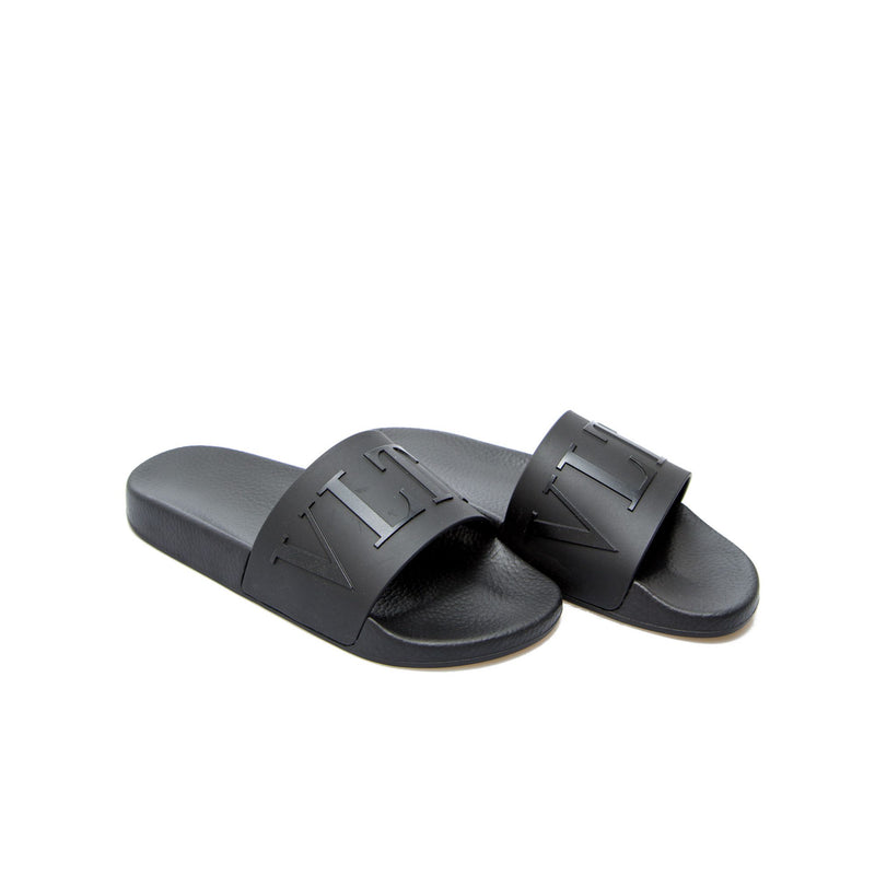 Black Rubber Garavani Slides Sandals