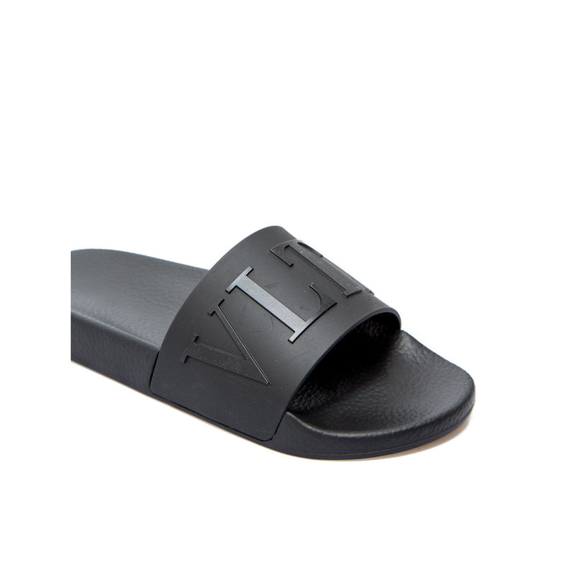 Black Rubber Garavani Slides Sandals